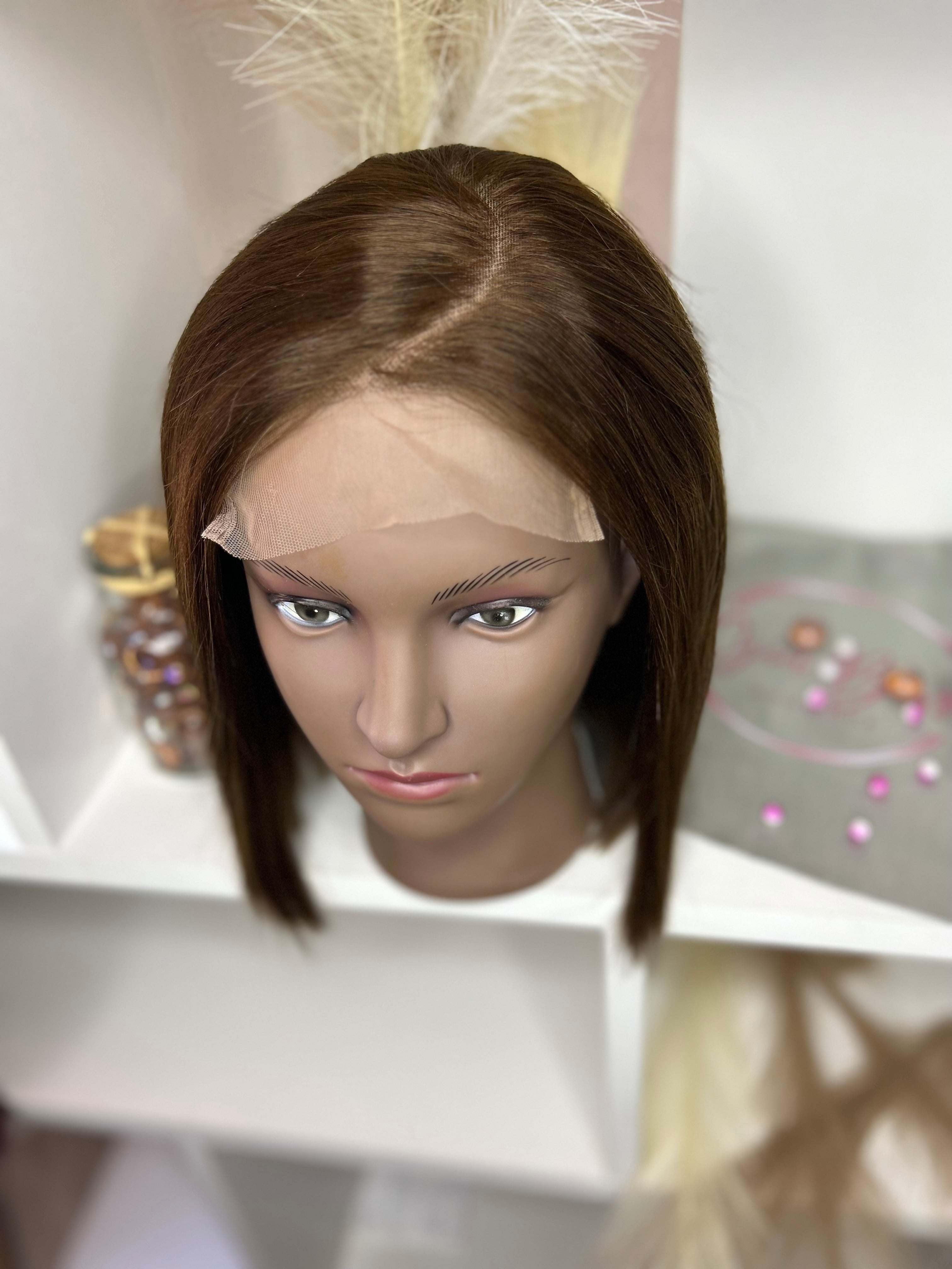 Moïrha - Perruque Femme Marron Lisse 12" | Lace Wig Transparente